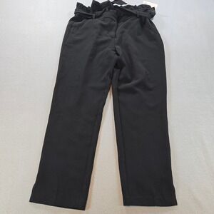 89th + Madison Paperbag Ankle Pants Womens 12 Black Tie Waist‎ High Rise New